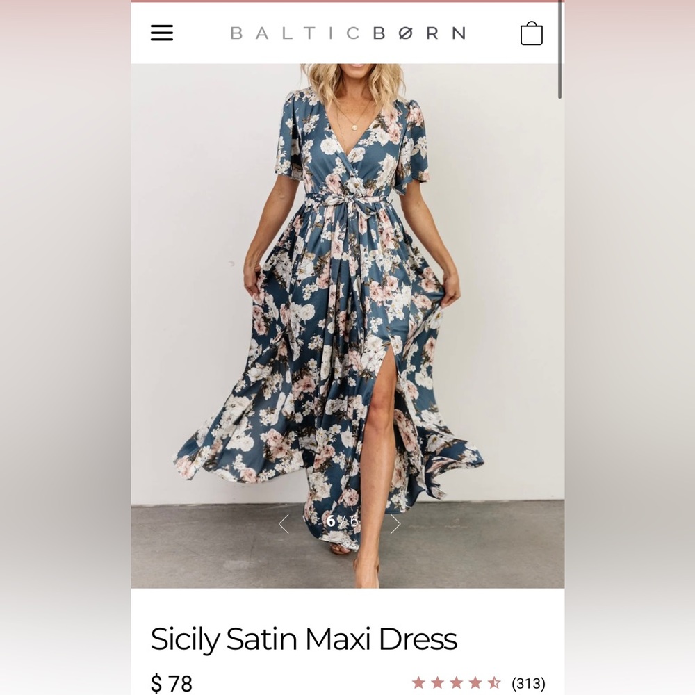 Gently Used Sicily Satin Maxi Dress | Blue Floral